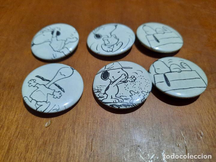 Pins de colecci&oacute;n: SNOOPY. COMIC. 6 CHAPAS. PIN. 0,31 MM. DI&Aacute;METRO. PARTE DE ATR&Aacute;S MET&Aacute;LICA. SIN USO. DIFICIL