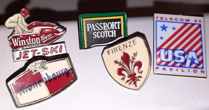 Pins de colecci&oacute;n: Lote 5 pin firenze Winston jet-ski kronenbourg passport scotch telecom usa 95 pavilion