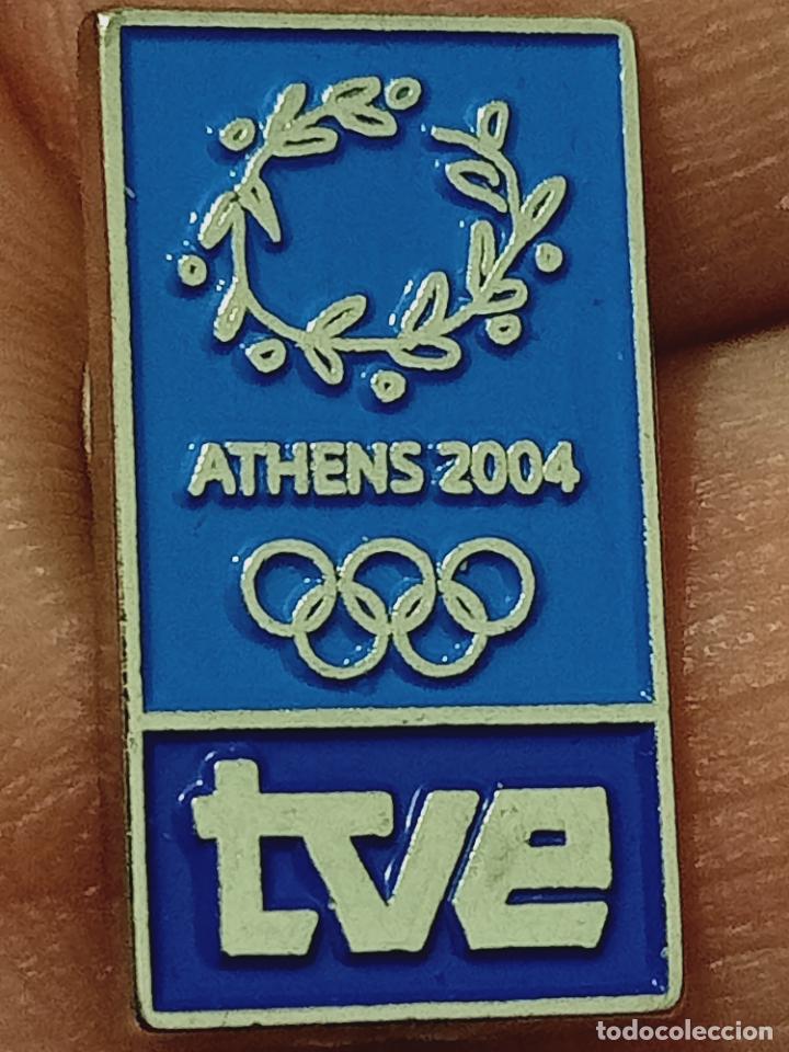 Collection pins: TVE TELEVISION ESPA&Ntilde;OLA PIN ATENAS 2004 OLIMPIADAS ATHENS 04 PINTURA LACADA ULTRA RARA 2 X 1 CM