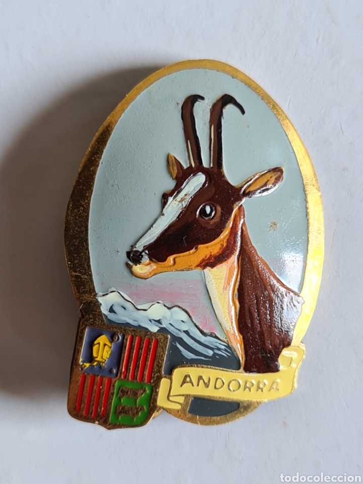 Pins de colecci&oacute;n: Insignia aguja Andorra Cabeza de Rebeco - Isard - Metal Esmaltado - Pa&iacute;s Principado Pirineos