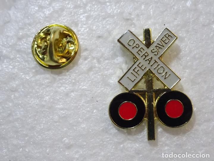 Sammlung von Pins: PIN DE TRENES FERROCARRILES. CANAD&Aacute; ESTADOS UNIDOS. SEGURIDAD FERROVIARIA SE&Ntilde;AL OPERACION SALVAVIDAS