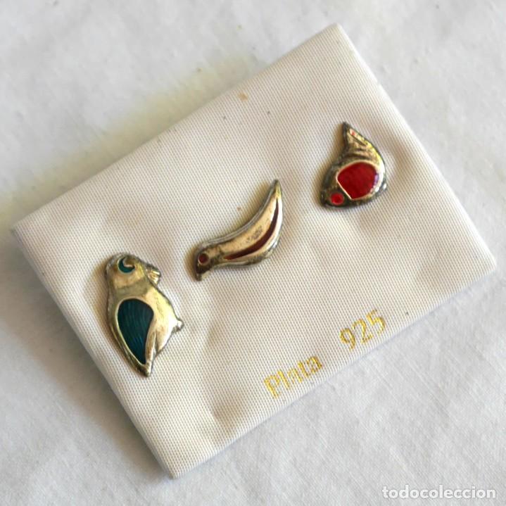 Collection pins: Conjunto de pins de plata 925: loro, p&aacute;jaro y pez