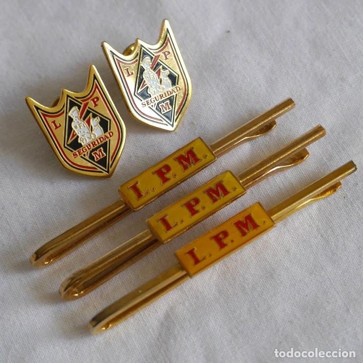 Collection pins: 3 pinzas de corbata + 2 pins Empresa de Seguridad L.P.M.