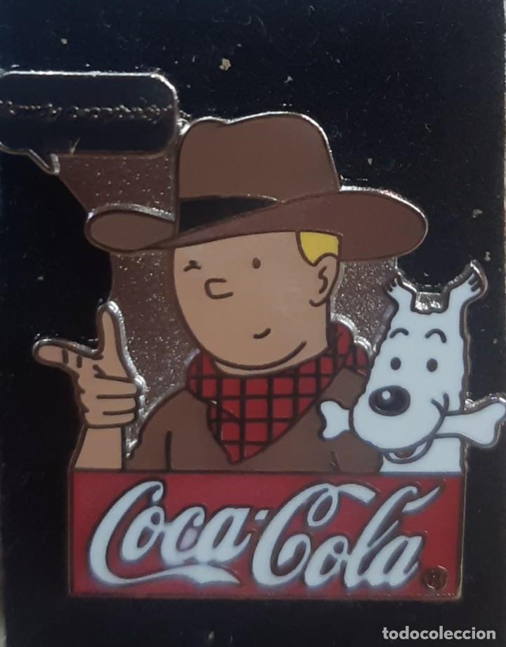Pins de colecci&oacute;n: Pin Tintin Milu Coca Cola en America Cowboy