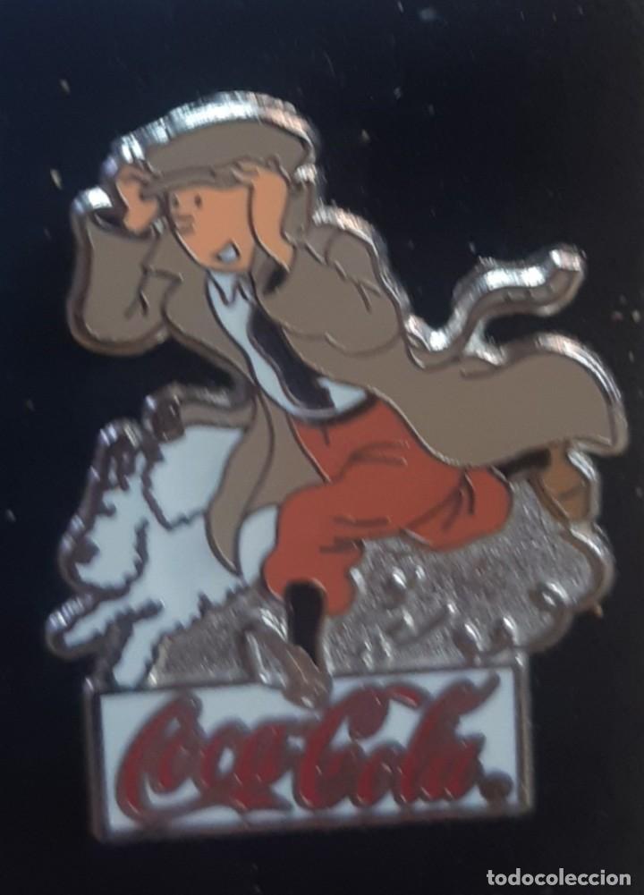 Pins de colecci&oacute;n: pin Tintin Milu Coca Cola corriendo