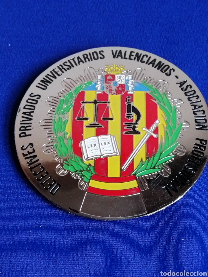 Pins de colecci&oacute;n: PLACA DETECTIVES PRIVADOS UNIVERSITARIOS VALENCIANOS ASOCIACI&Oacute;N PROFESIONAL (COLOR PLATEADO)