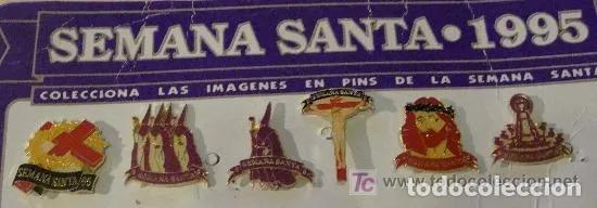Pin's de collection: COLECCI&Oacute;N COMPLETA DE LOS 6 PINS DE LA SEMANA SANTA 1995. JESUCRISTO, NAZARENOS, VIRGEN, CRUZ.