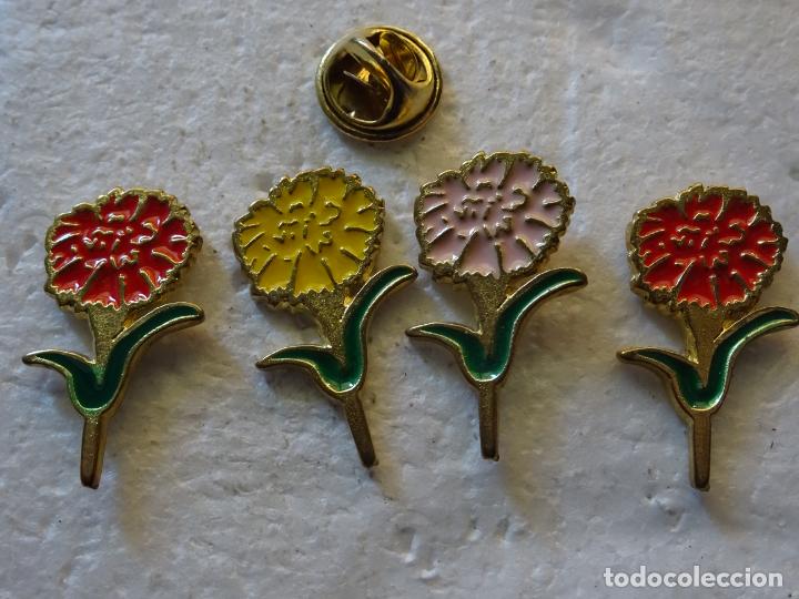 Collection pins: 4 PINS DE NATURALEZA ECOLOG&Iacute;A. FLORES DE COLORES