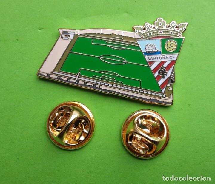 Pins de colecci&oacute;n: PIN FUTBOL - ESCUDO MAS ESTADIO - SANTO&Ntilde;A C.F. - ESTADIO LA PALOMA - SANTO&Ntilde;A - CANTABRIA