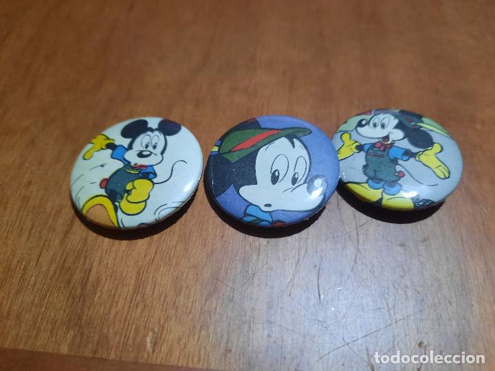 Pins de colecci&oacute;n: MICKEY MOUSE. 3 CHAPAS. PIN. SIN USO. 0,31 MM. DE DI&Aacute;METRO. MET&Aacute;LICO POR DETR&Aacute;S. DIFICIL