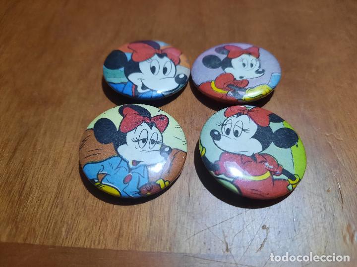Sammlung von Pins: MINNIE MOUSE. 4 CHAPAS. PIN. SIN USO. 0,31 MM. DE DI&Aacute;METRO. MET&Aacute;LICO POR DETR&Aacute;S. DIFICIL