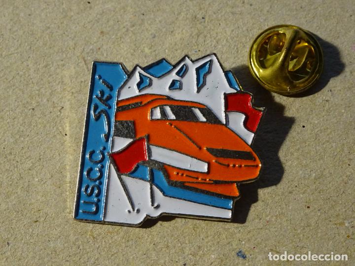 Pins de cole&ccedil;&atilde;o: PIN DE TRENES FERROCARRILES. FRANCIA. TREN NIEVE. USCC SKI