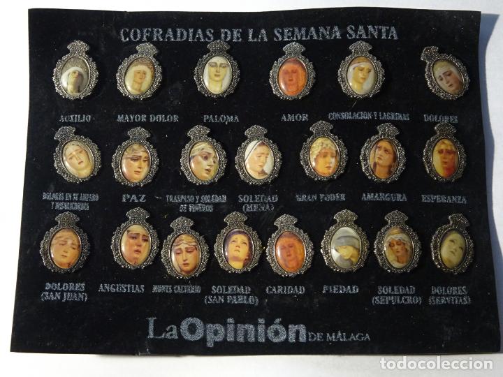 Collection pins: COLECCI&Oacute;N COMPLETA 21 PINS V&Iacute;RGENES COFRAD&Iacute;AS SEMANA SANTA DE M&Aacute;LAGA. AMOR PALOMA PAZ PIEDAD 80GR