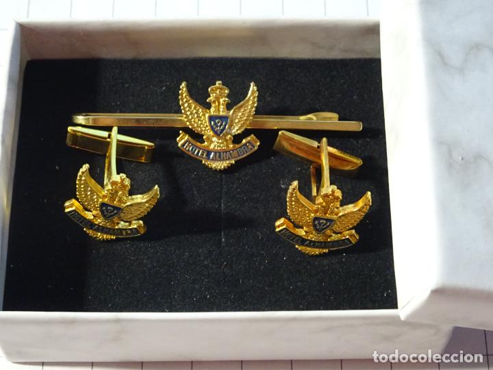 Collection pins: SET GEMELOS Y ALFILER DE CORBATA PILLACORBATAS DE TURISMO. HOTEL ALHAMBRA DE GRANADA