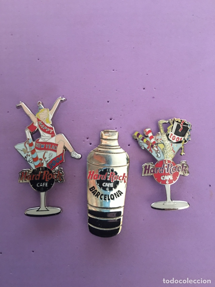 Pin's de collection: Hard Rock Cafe Barcelona - Pack 3 pins Happy New Year 2001