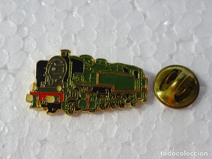 Pins de cole&ccedil;&atilde;o: PIN DE TRENES FERROCARRILES. LOCOMOTORA VAPOR ANTIGUA VERDE