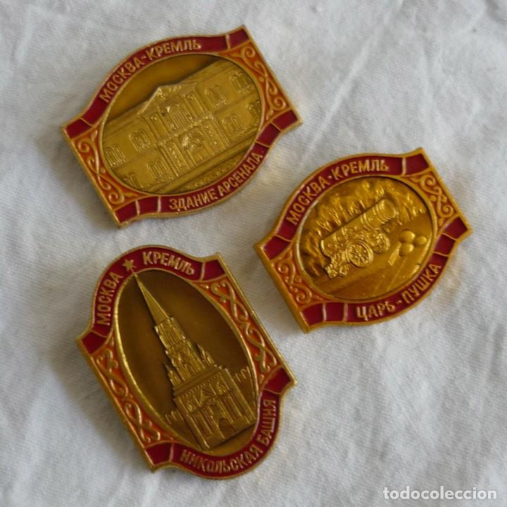 Collection pins: 3 pins insignias rusas de aguja met&aacute;licas Mosc&uacute; Mockba