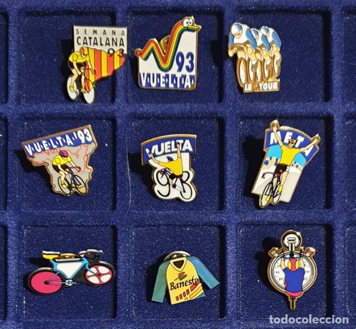 Pins de colecci&oacute;n: LOTAZO 9 PINS CICLISMO VINTAGE: VUELTA ESPA&Ntilde;A 1993, MAILLOT BANESTO, TOUR, SEMANA CATALANA. TOP