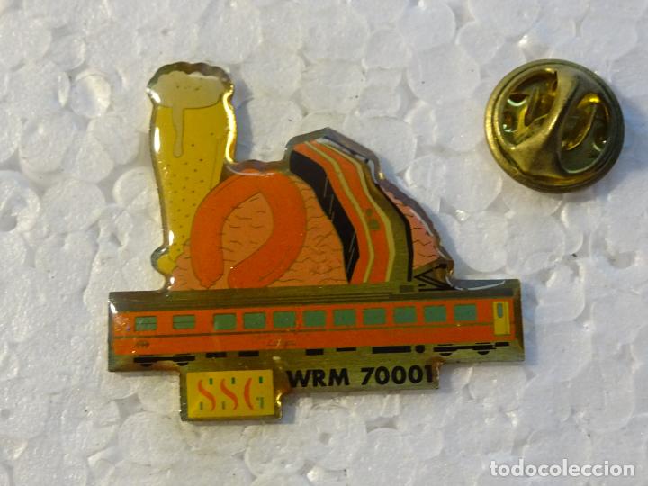 Sammlung von Pins: PIN DE TRENES FERROCARRILES. SUIZA. SSG WRM 70001 VAG&Oacute;N RESTAURANTE CERVEZA SALCHICHAS