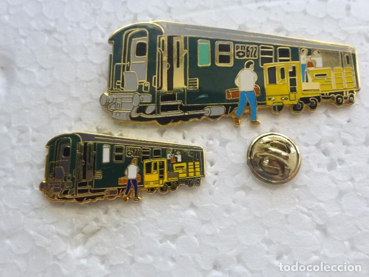 Pins e Spille di collezione: 2 PINS DE TRENES FERROCARRILES. SUIZA. VAG&Oacute;N TAMA&Ntilde;O GIGANTE