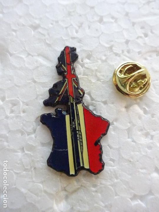 Pins de colecci&oacute;n: PIN DE TRENES FERROCARRILES. FRANCIA REINO UNIDO. CONEXI&Oacute;N FERROVIARIA TGV. BANDERAS MAPAS