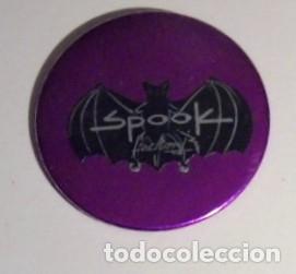 Pins de colecci&oacute;n: SPOOK FACTORY DISCOTECA VALENCIA, PIN PLACA METALICA MORADO A&Ntilde;OS 80-90 6CM DIAMETRO