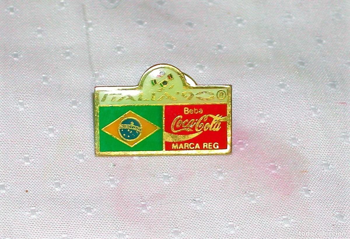 Pins de colecci&oacute;n: PIN Mundial Futbol Italia 90 - Coca Cola - Brasil