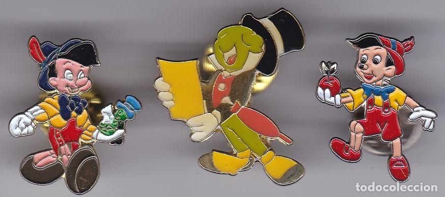 Pins de colecci&oacute;n: LOTE DE 3 PINS DE DISNEY DE PINOCHO Y PEPITO EL GRILLO