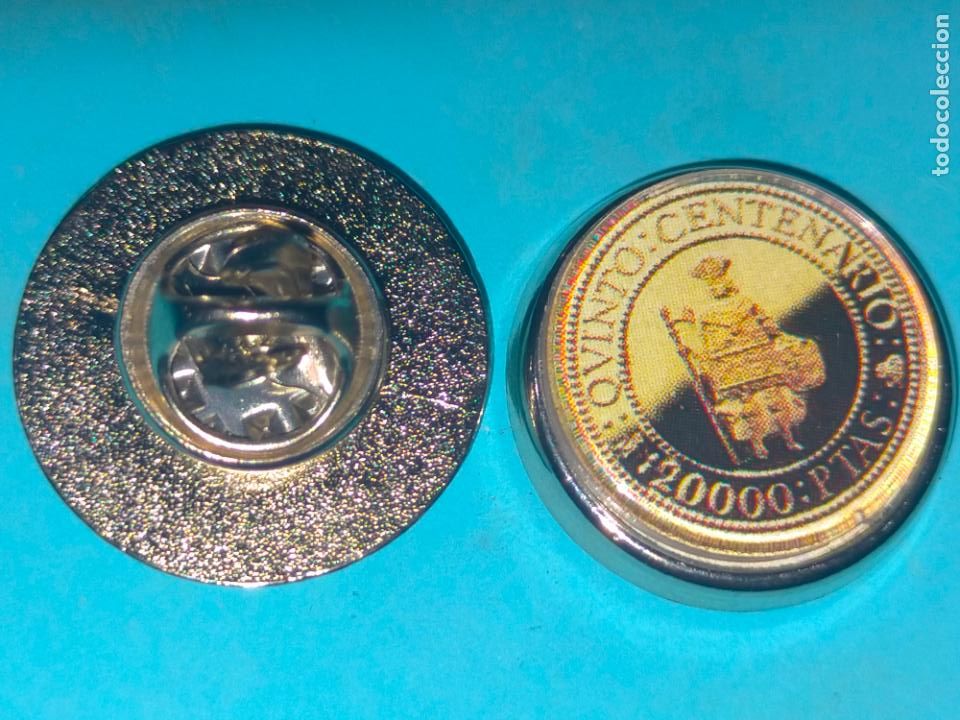 Pins de cole&ccedil;&atilde;o: PIN REDONDO imagen de moneda conmemorativa descubrimiento Am&eacute;rica Crist&oacute;bal Col&oacute;n quinto centenario