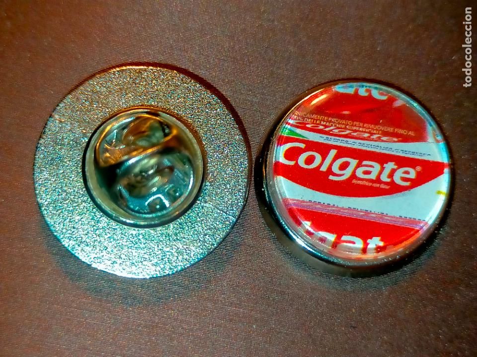 Collection pins: pin redondo metal - pasta dent&iacute;frica Colgate