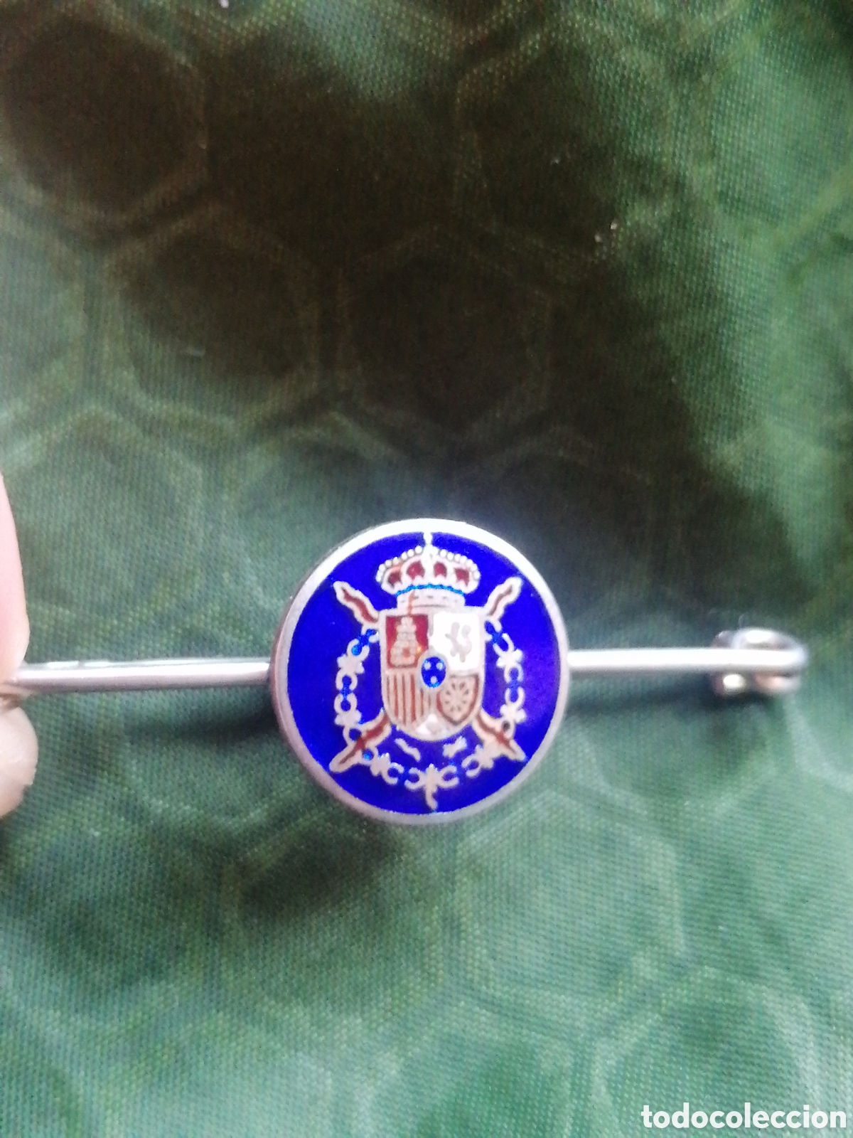 Pin's de collection: Pin tipo insignia tipo imperdible de plata 925 m escudo Espa&ntilde;a Casa Real