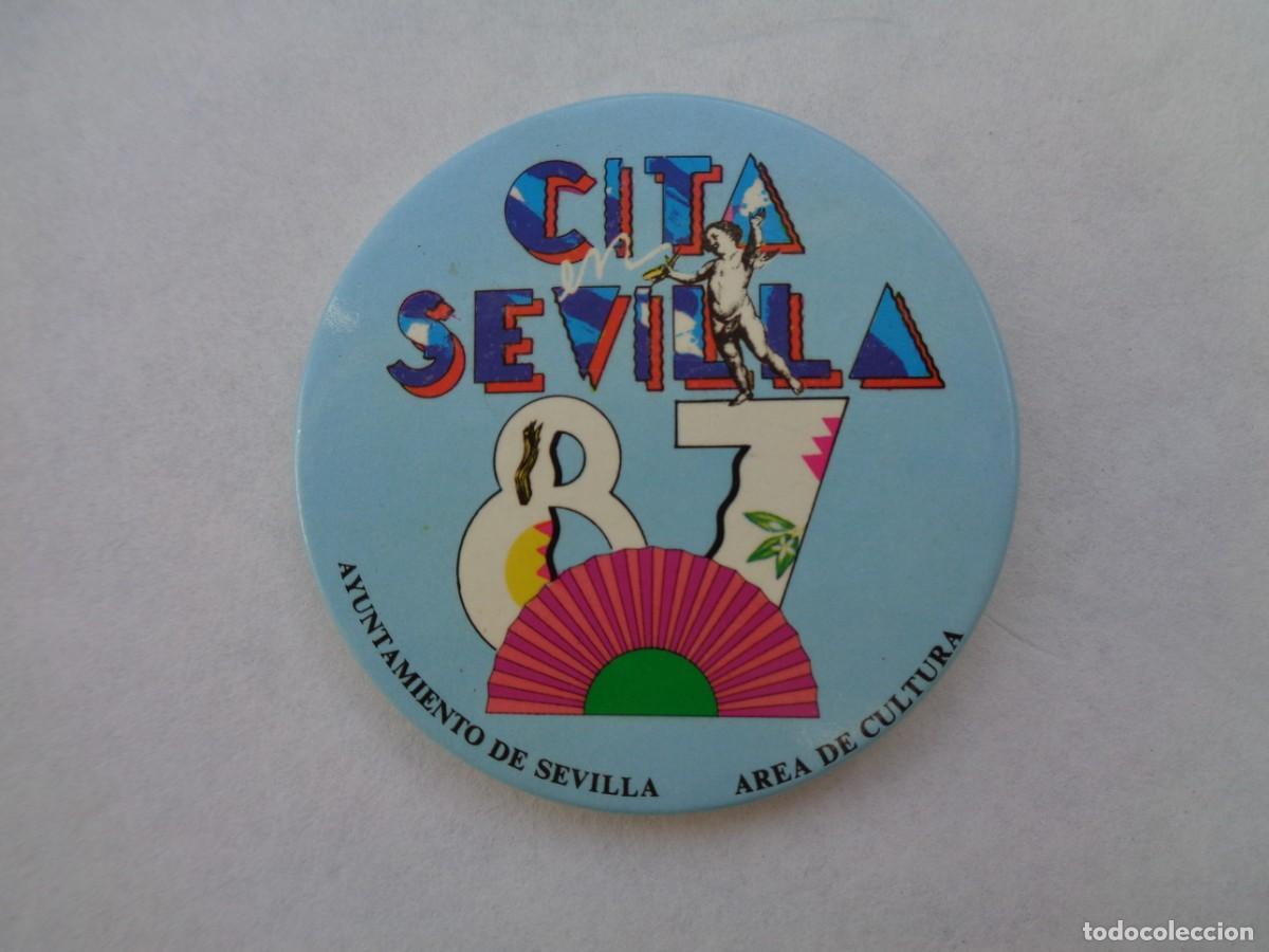 Pins de colecci&oacute;n: CHIPITA DE CITA EN SEVILLA 1987 . AYUNTAMENTO DE SEVILLA, AREA DE CULTURA