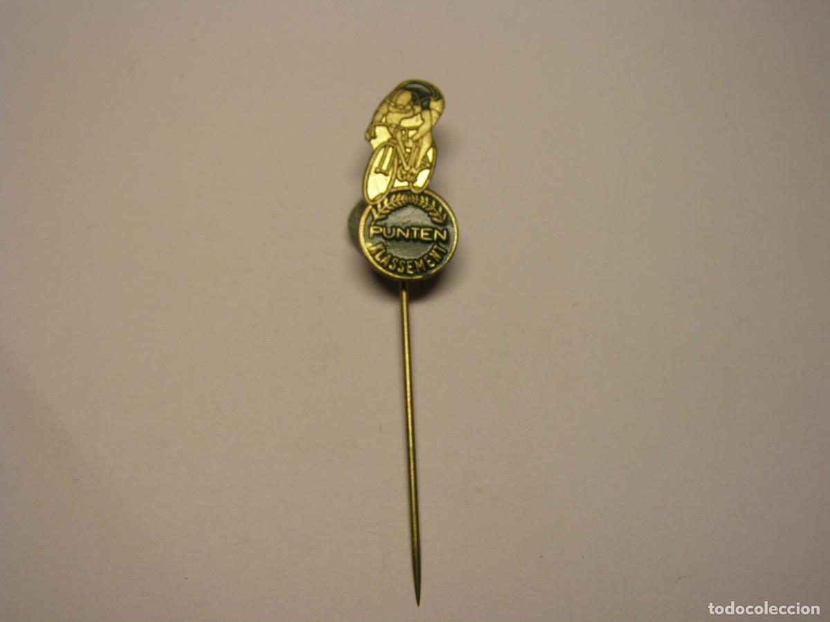 Pins de colecci&oacute;n: Pin aguja de los a&ntilde;os 60, publicidad PUNTEN, ciclismo.