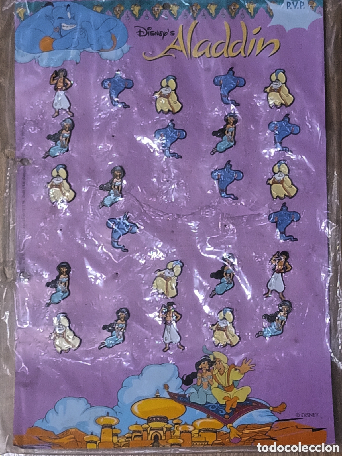 Pins de colecci&oacute;n: Cart&oacute;n con 24 pins aladdin disney