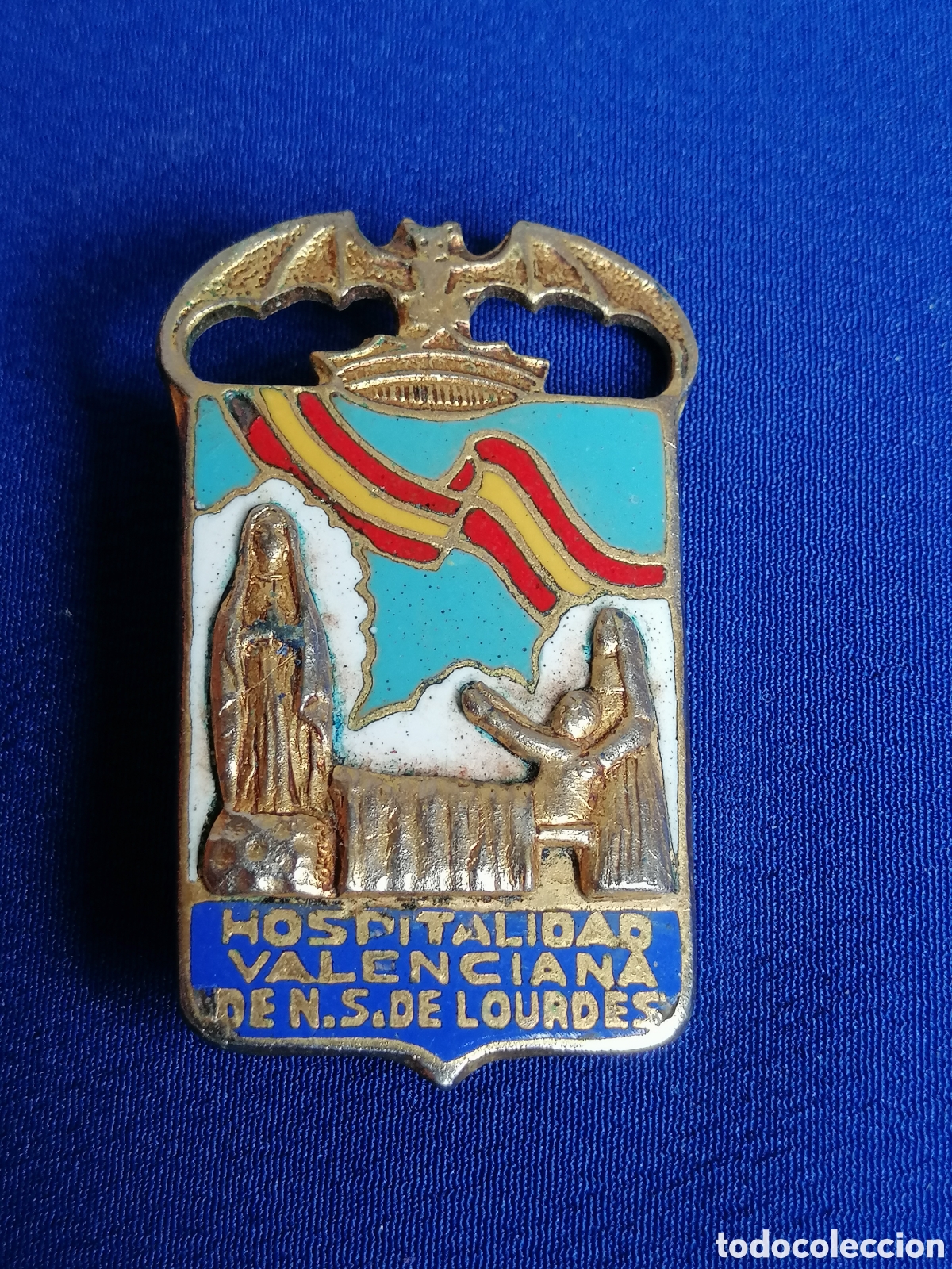 Pins de colecci&oacute;n: HOSPITALIDAD VALENCIANA DE NUESTRA SE&Ntilde;ORA DE LOURDES INSIGNIA DE ALFILER ANTIGUA
