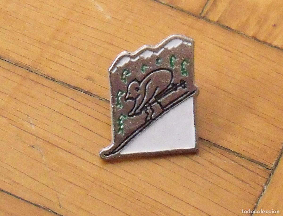 Pins de colecci&oacute;n: Pin Comarca Val d'Aran. Nieve y esqu&iacute;. Comarcas de Catalunya. Diario El Pa&iacute;s. 2x2 cm.