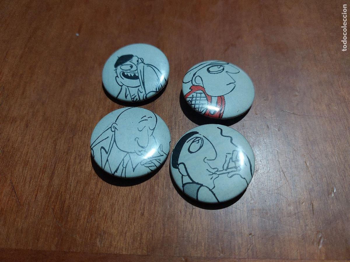 Sammlung von Pins: MARTINMORALES. CARAS. COMIC. 4 CHAPA. PIN. 31 MM. MET&Aacute;LICA POR DETR&Aacute;S. SIN USO. DIFICIL