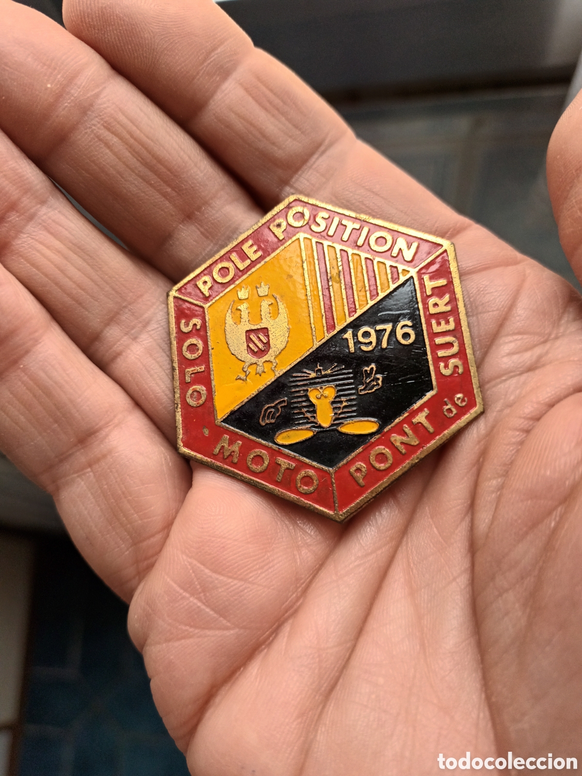 Pins de colecci&oacute;n: 1976.MOTOCICLISMO. SOLO MOTO. POLE POSITION. PONT DE SUERT. RARA.
