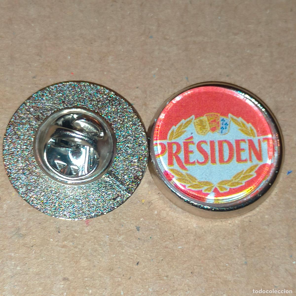 Pin's de collection: PIN REDONDO METAL - l&aacute;cteos queso leche lacteos president