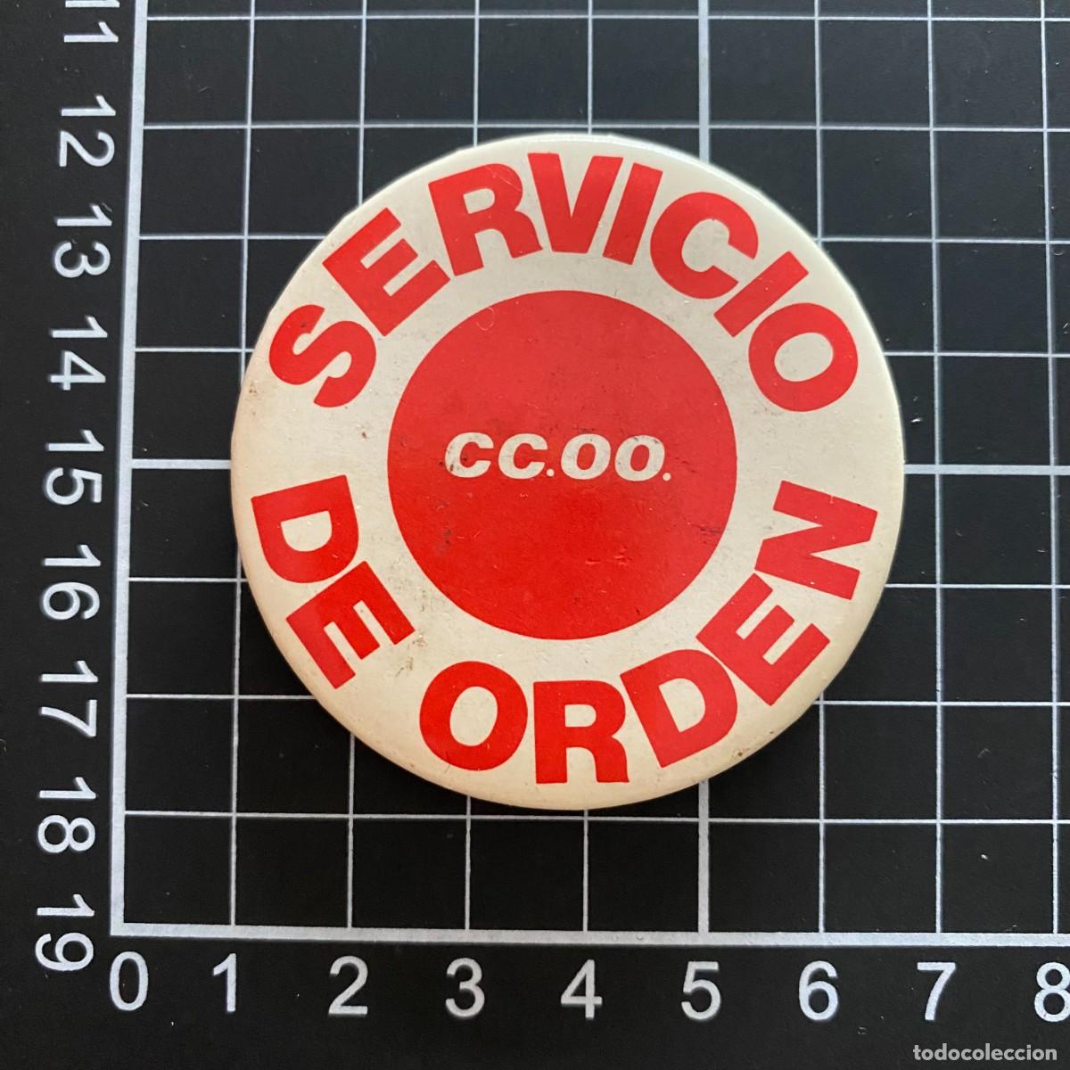 Collection pins: CHAPA PIN ORIGINIAL CONMEMORATIVO BIEN CONSERVADA CC.OO. COMISIONES OBRERARS, SERVICIO DE ORDEN