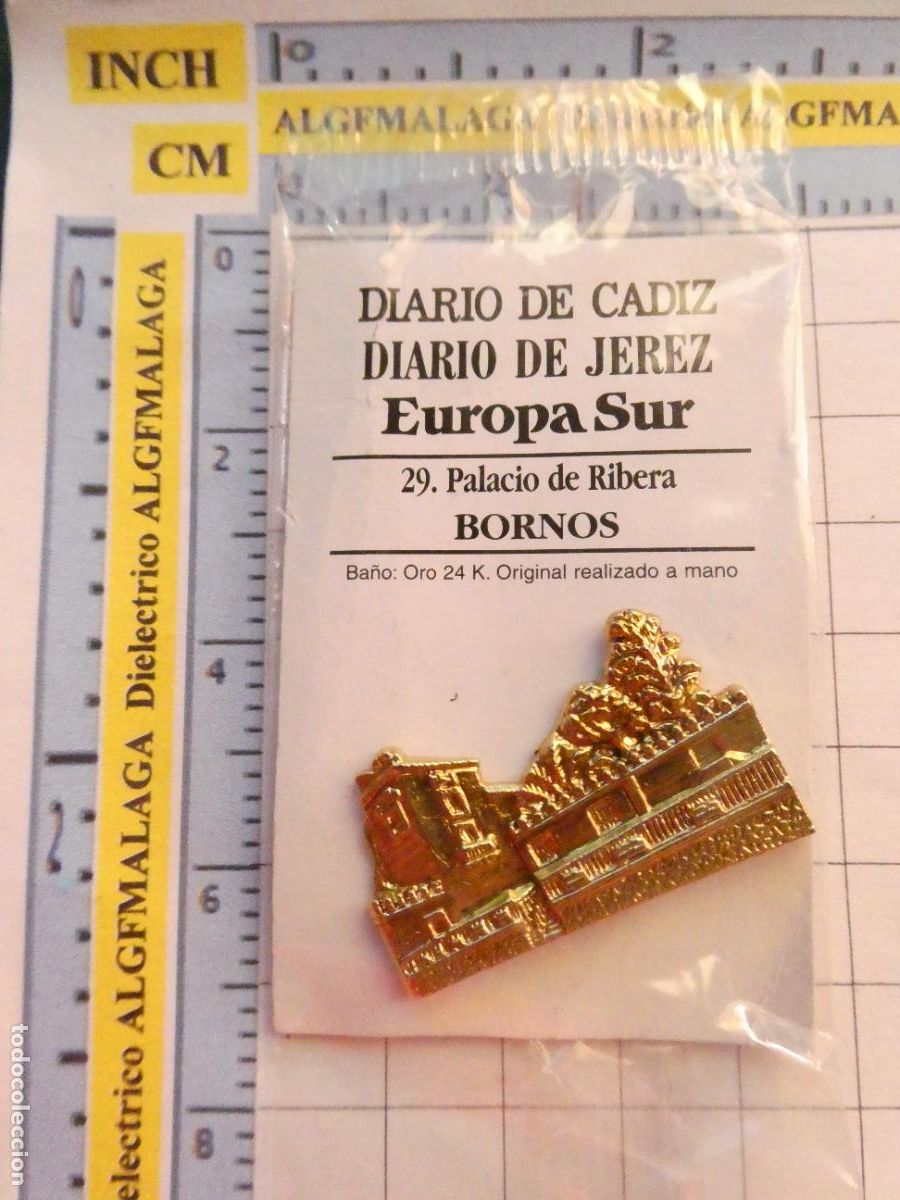 Pins de cole&ccedil;&atilde;o: INSIGNIA BA&Ntilde;O ORO 24K MONUMENTO C&Aacute;DIZ DIARIO JEREZ 29 BORNOS PALACIO DE RIBERA. PIN