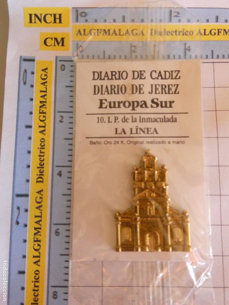 Pins e Spille di collezione: INSIGNIA BA&Ntilde;O ORO 24K MONUMENTO C&Aacute;DIZ DIARIO JEREZ 10 LA L&Iacute;NEA DE LA CONCEPCI&Oacute;N IGLESIA INMACUL. PIN