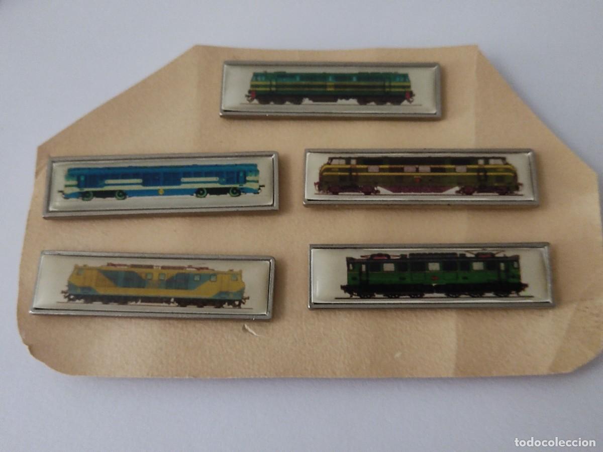Pins de colecci&oacute;n: LOTE DE 5 PINS DE FOTOS DE MAQUINAS DE TRENES
