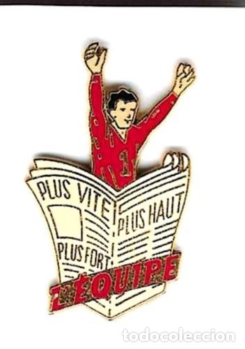 Pins de colecci&oacute;n: Pin L'Equipe. Plus Vite, Plus Haut, Plus Fort. 132-412