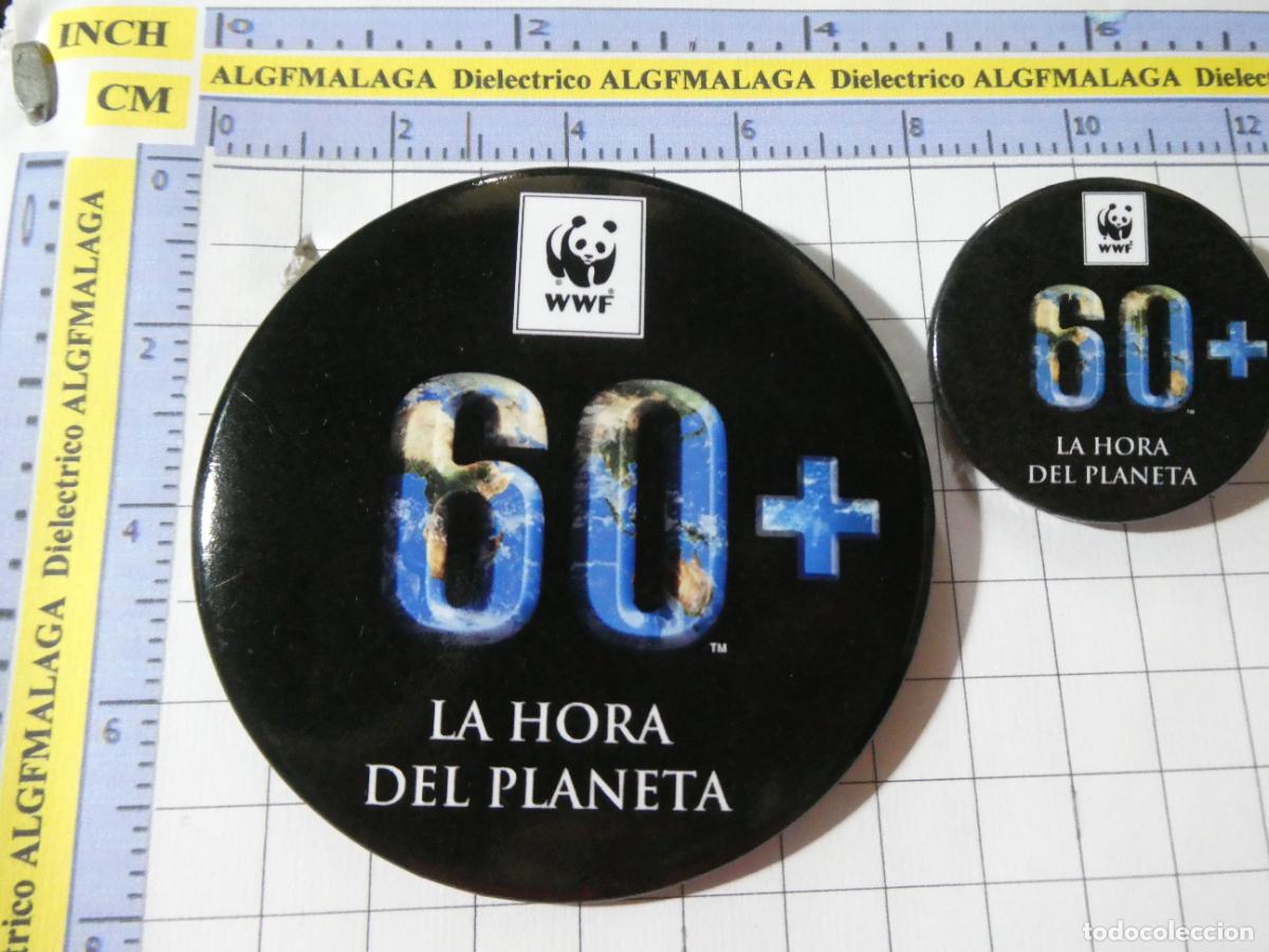 Pins de cole&ccedil;&atilde;o: 2 CHAPAS DE NATURALEZA ECOLOG&Iacute;A. WWF LA HORA DEL PLANETA. BROCHE NO PIN