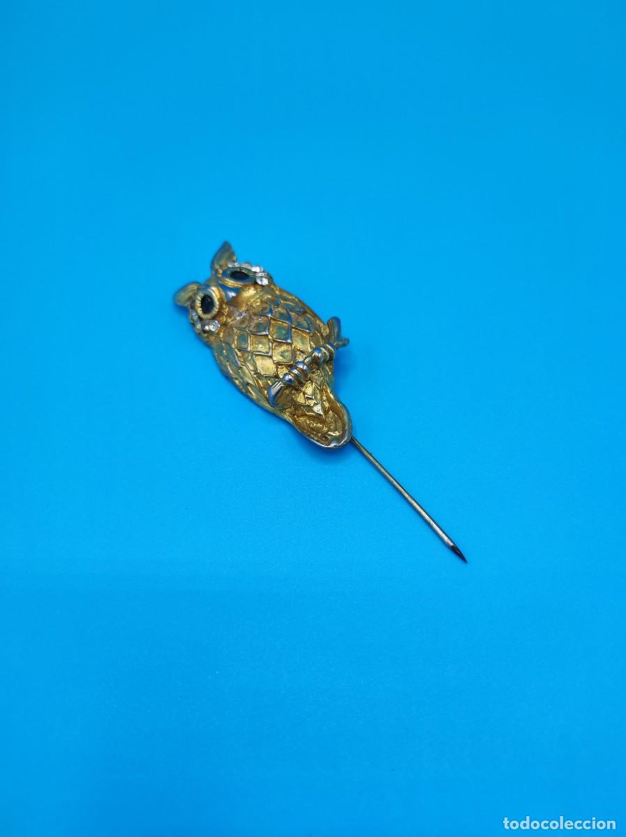 Pins de colecci&oacute;n: Broche b&uacute;ho lechuza de metal con incrustaciones