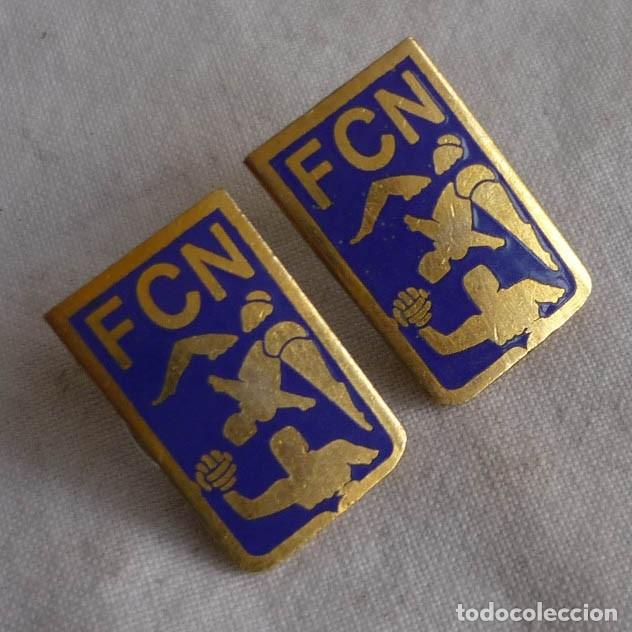 Pins de colecci&oacute;n: Pareja de pins en metal esmaltado FCN Federaci&oacute;n Catalana de Nataci&oacute;n