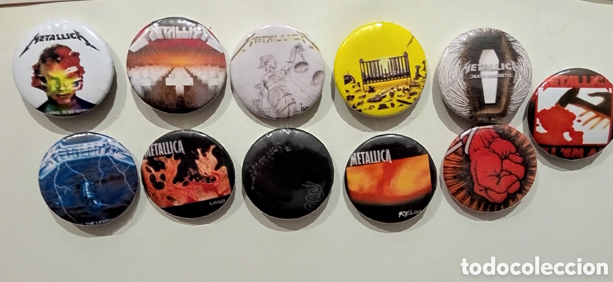 Pins de colecci&oacute;n: Lote chapas Metallica portadas discos LP pack de 11