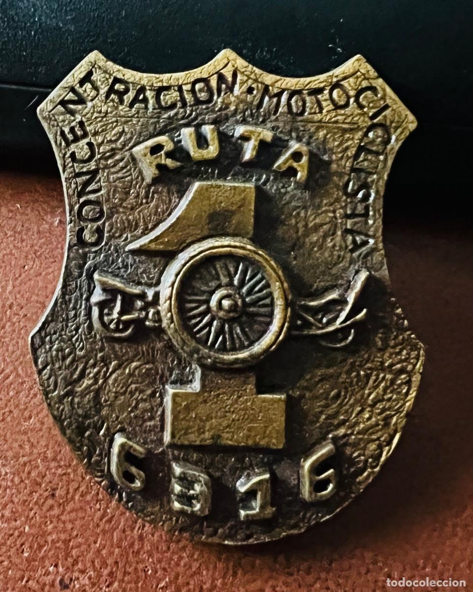 Pins de colecci&oacute;n: Insignia placa Concentraci&oacute;n Motociclista Ruta 1 (Motorismo, Moto, Motocicl&iacute;smo)