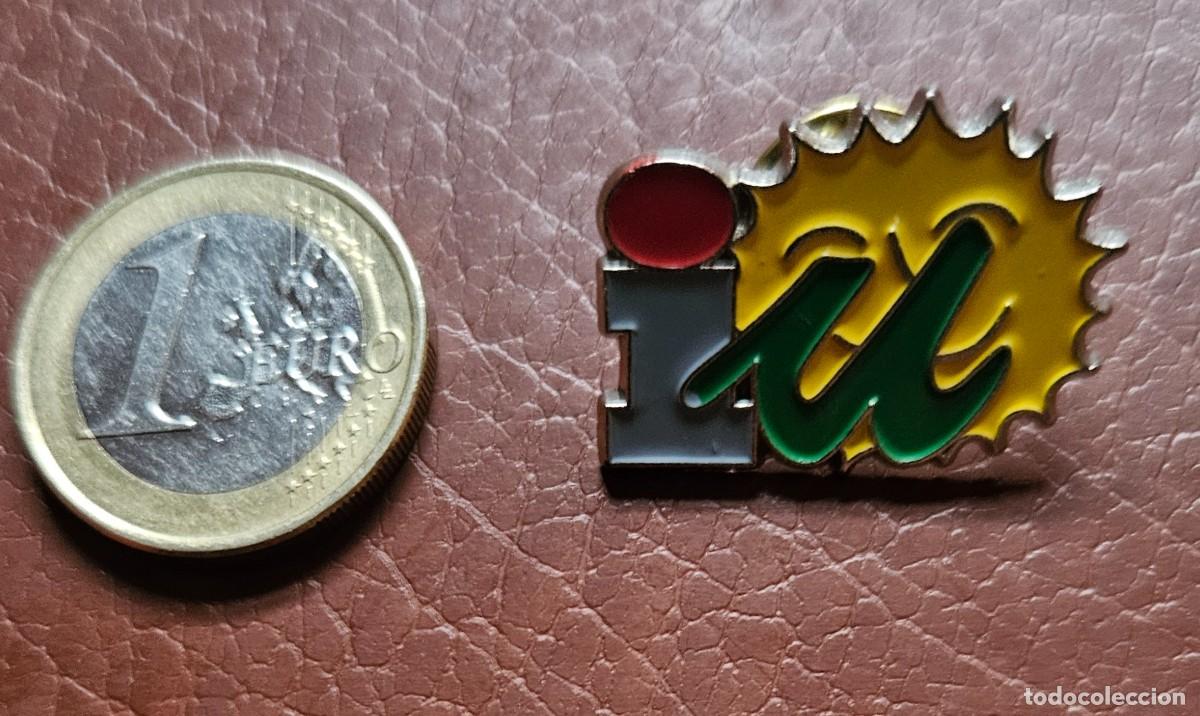 Pins de colecci&oacute;n: Pin de IZQUIERDA UNIDA - IU - Partido pol&iacute;tico - Mediados de los 90 - Los verdes - Sol